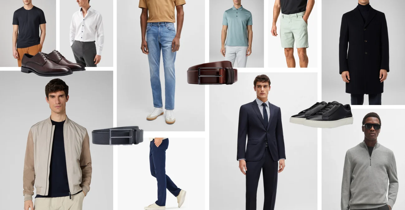 Timeless men’s fashion essentials including shoes, clothing, and accessories