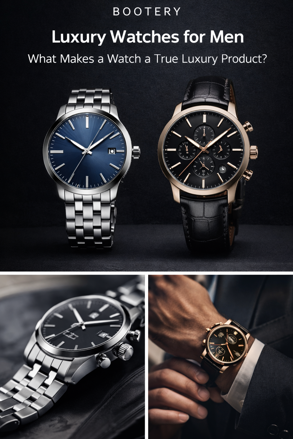 Luxury watches for men with stainless steel and leather strap – Bootery India