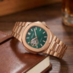 Seiko Mod Nautilus Automatic Green Dial Rose Gold Stainless Steel Watch