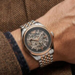 Emporio Armani Automatic Copper Skeleton Dial Two Tone Watch for Men