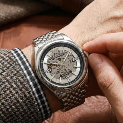 Emporio Armani Automatic Skeleton Dial Stainless Steel Watch for Men