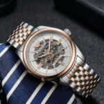 Emporio Armani Automatic Copper Skeleton Dial Two Tone Stainless Steel Watch for Men