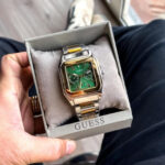Guess Two Tone Gold Green Square Fashion Watch