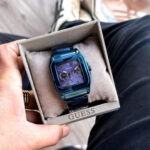 Guess Designer Blue Stainless Steel Square Watch