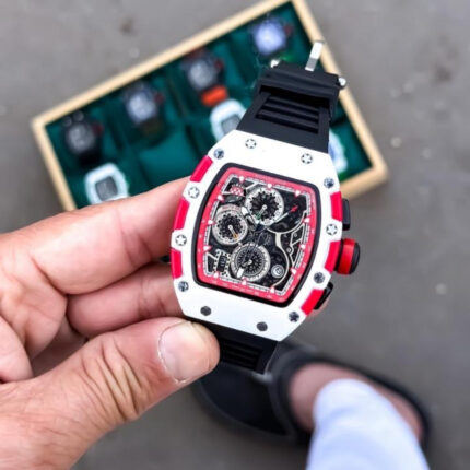 Richard Mille Skeleton Chronograph Sports Watch with Red Accents