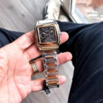 Guess Chrono Rose Gold Black Square Dial Stainless Steel Watch for Men