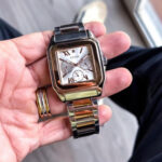 Guess Chrono Rose Gold Two Tone White Dial Square Watch for Men