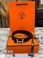 Hermes H-Buckle Crystal Pave Leather Belt With Box And Dust Bag Including Carry Bag (25) - Image 2