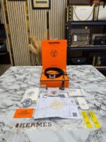 Hermes H-Buckle Crystal Pave Leather Belt With Box And Dust Bag Including Carry Bag (25) - Image 4