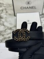 Chain CC Buckle Leather Belt with Box, Dust Bag & Carry Bag – Premium Designer Style Waist Belt for Men & Women - Image 4