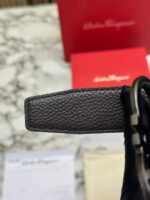 Premium Textured Gancini Style Buckle Leather Belt with Box, Dust Bag & Carry Bag – Luxury Designer Inspired Waist Belt - Image 4