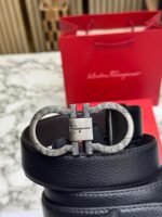 Premium Textured Gancini Style Buckle Leather Belt with Box, Dust Bag & Carry Bag – Luxury Designer Inspired Waist Belt - Image 6