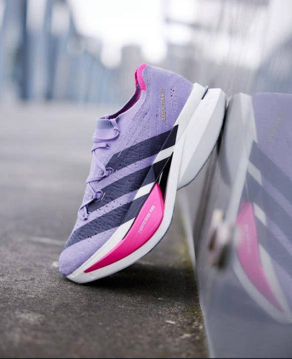 Adidas Adizero Prime X3 Strung Plum Purple – Side View Adidas Adizero Prime X3 Strung Plum Purple