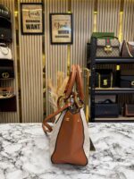 Michael Kors Laila Satchel Bag (Beige) with Dust Bag | Premium Designer Structured Handbag for Women. - Image 3