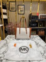 Michael Kors Sullivan Logo Tote Bag Beige Brown for Women | MK Signature Designer Tote with Dust Bag. - Image 3