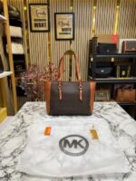Michael Kors Sullivan Logo Tote Bag Brown for Women | MK Designer Shoulder Tote with Dust Bag.