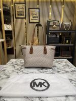 Michael Kors Voyager Tote Bag Beige for Women | MK Signature Designer Tote with Dust Bag. - Image 2