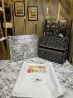 Christian Dior Book Tote with Scarf & Logo Pendant | Premium Designer Tote Bag with Box & Dust Bag.