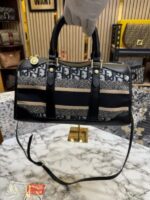 Dior Oblique Canvas Boston Bag Blue | Luxury Designer Travel Handbag with Box, Dust Bag & Carry Bag. - Image 5