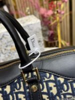 Dior Oblique Canvas Boston Bag Blue | Luxury Designer Travel Handbag with Box, Dust Bag & Carry Bag. - Image 3