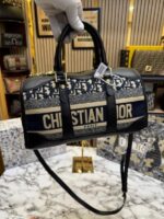 Dior Oblique Canvas Boston Bag Blue | Luxury Designer Travel Handbag with Box, Dust Bag & Carry Bag.