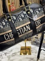 Dior Oblique Canvas Boston Bag Black | Luxury Designer Travel Handbag with Box, Dust Bag & Carry Bag. - Image 3