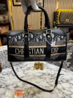 Dior Oblique Canvas Boston Bag Black | Luxury Designer Travel Handbag with Box, Dust Bag & Carry Bag. - Image 4