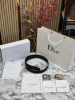 Christian dior belt combo premium quality with og box & carry bag – luxury designer style leather belt set