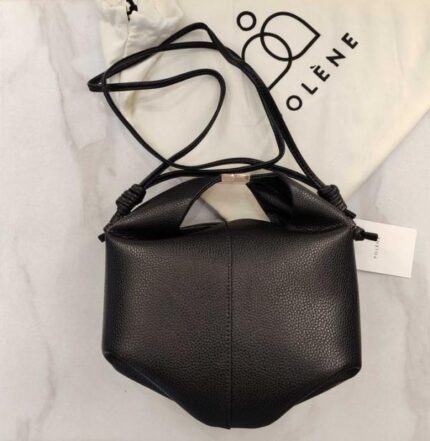 Polène Béri Black Textured Leather Shoulder Bag with Box & Dust Bag | Premium Structured Designer Handbag for Women.