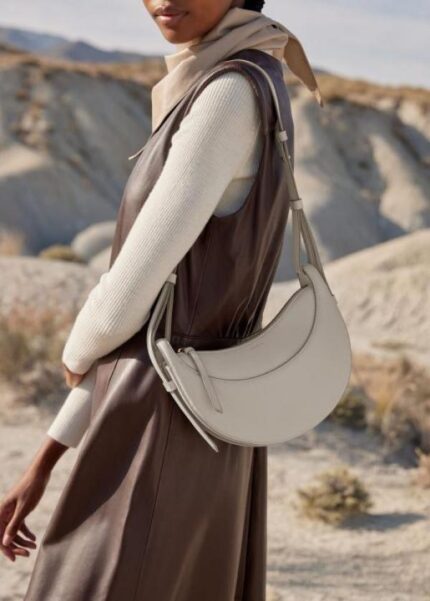 Polene Numero Dix Leather Shoulder Bag with Box & Dust Bag | Premium Crescent Designer Crossbody for Women.