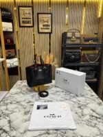 Coach Mollie Tote Bag With Original Box & Dust Bag (Black) – Elegant Designer Shoulder Tote for Women. - Image 3