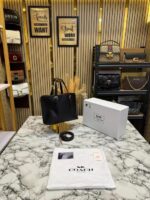 Coach Mollie Tote Bag With Original Box & Dust Bag (Black) – Elegant Designer Shoulder Tote for Women.