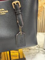 Coach Mollie Tote Bag With Original Box & Dust Bag (Black) – Elegant Designer Shoulder Tote for Women. - Image 5