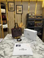 Coach Mollie Tote Bag With Original Box & Dust Bag (Coffee) – Premium Designer Shoulder Handbag for Women.