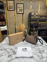 Coach Teri Signature Canvas Shoulder Bag with Crossbody Strap (Apricot Black) – Premium Designer Women’s Handbag. - Image 2