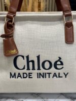 Chloé Woody Canvas Medium Logo Tote Bag – Premium Designer Shoulder Handbag with Signature Logo Straps. - Image 6
