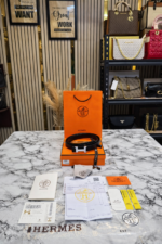 premium silver h buckle leather belt close up