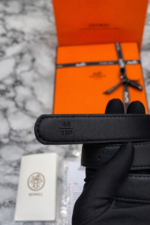 silver h buckle leather belt for office and casual wear