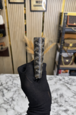 coffee brown patterned wallet back view