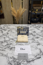 beige quilted zipper wallet