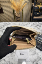 beige quilted zipper wallet interior