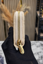 slim beige zipper wallet
