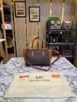 Michael_Kors Laila Satchel Bag With Dust Bag (Brown) (V-M503) Back View
