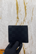 slim black damier style wallet combo