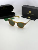 Comfortable fit green lens sunglasses brown frame