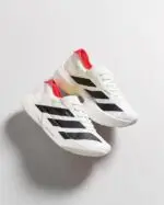 Top view of Adidass Adizero Adios Pro 4 White Red running shoes