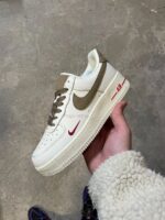 Beige brown Nike Air Force 1 leather detail