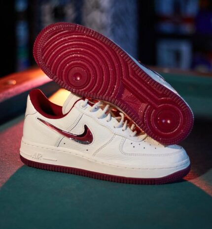 Nike Air Force 1 White & Maroon stylish low top sneakers