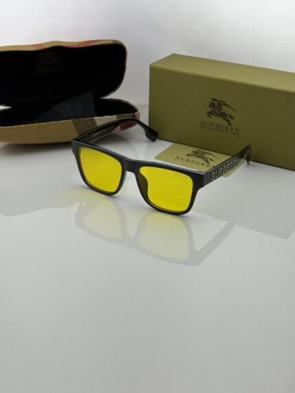 Yellow full-rim rectangle eyeglasses frame front view