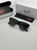 Modern black lens sunglasses with clear frame